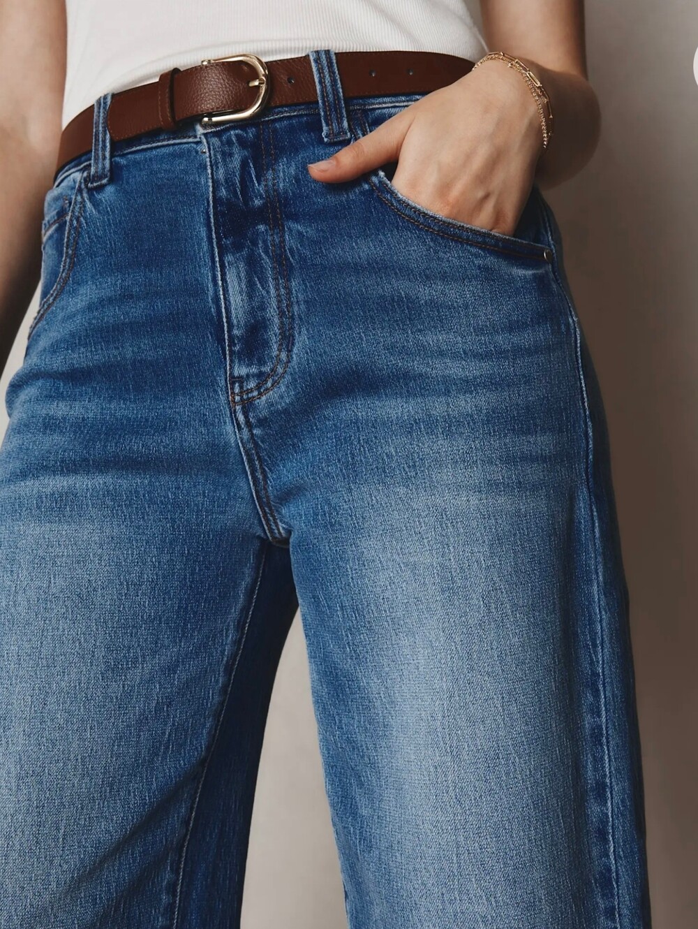 Quince Bella Stretch Barrel Jeans Athlantic Blue Size 26 Inseam 28 - Picture 3 of 10